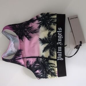 Palm Angels pink sunset logo sport top purple black womens S